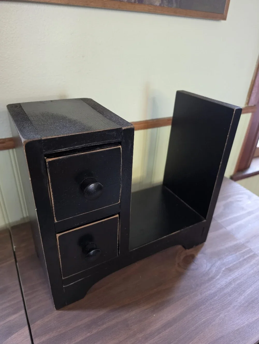 Vintage Countertop Recipe Book Storage With Two Drawers